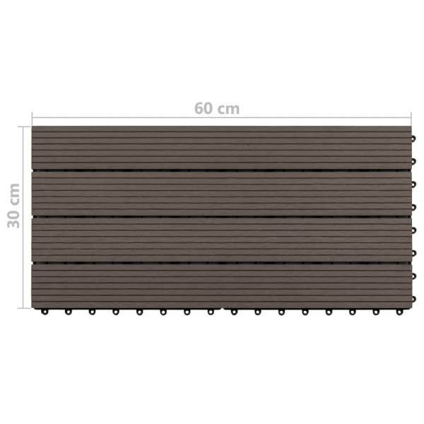  Terrassenfliesen 6 Stk. WPC 60x30 cm 1,08 m² Dunkelbraun  