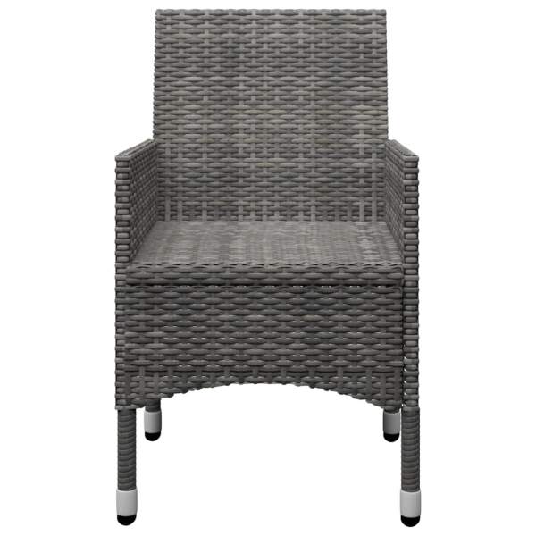  3-tlg. Bistro-Set Poly Rattan und Hartglas Grau 