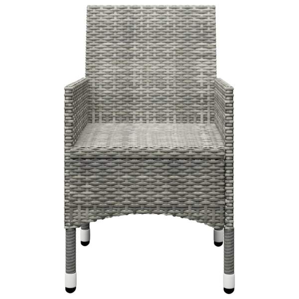  3-tlg. Bistro-Set Poly Rattan und Hartglas Grau