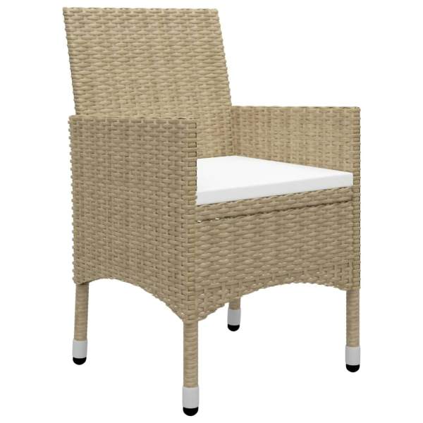  3-tlg. Bistro-Set Poly Rattan und Hartglas Beige