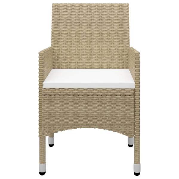  3-tlg. Bistro-Set Poly Rattan und Hartglas Beige