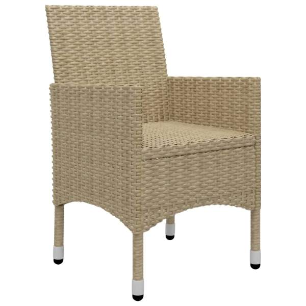  3-tlg. Bistro-Set Poly Rattan und Hartglas Beige