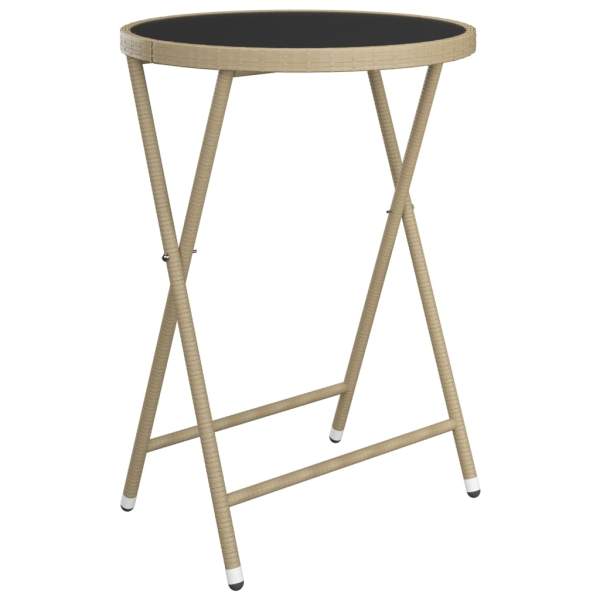  3-tlg. Bistro-Set Poly Rattan und Hartglas Beige