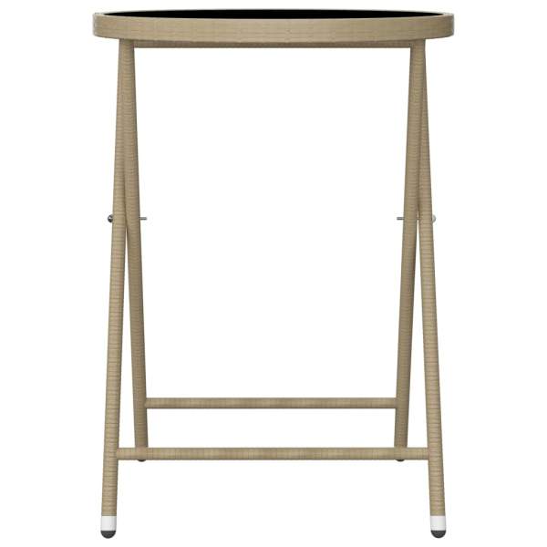  3-tlg. Bistro-Set Poly Rattan und Hartglas Beige