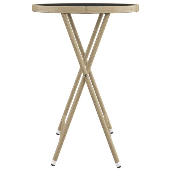  3-tlg. Bistro-Set Poly Rattan und Hartglas Beige