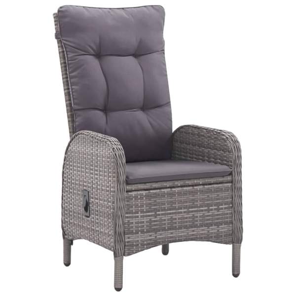  3-tlg. Bistro-Set Poly Rattan und Glas Grau