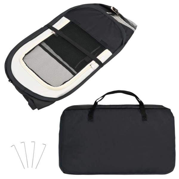  Faltbarer Welpenlaufstall mit Tragetasche Schwarz 145x145x61 cm