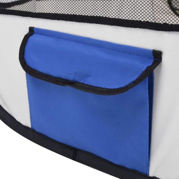  Faltbarer Welpenlaufstall mit Tragetasche Blau 145x145x61 cm