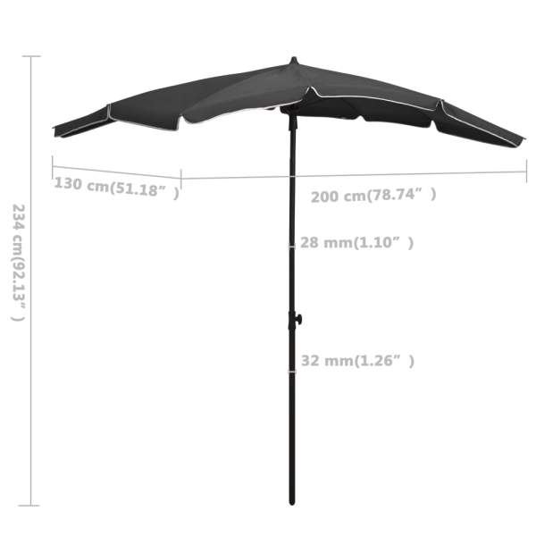  Sonnenschirm mit Mast 200x130 cm Anthrazit