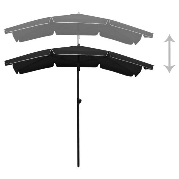  Sonnenschirm mit Mast 200x130 cm Schwarz