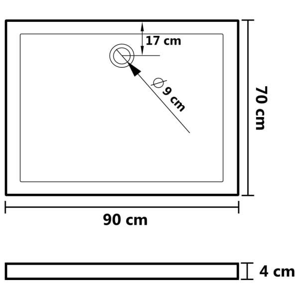  Duschwanne Anti-Rutsch Weiß 90x70x4 cm ABS