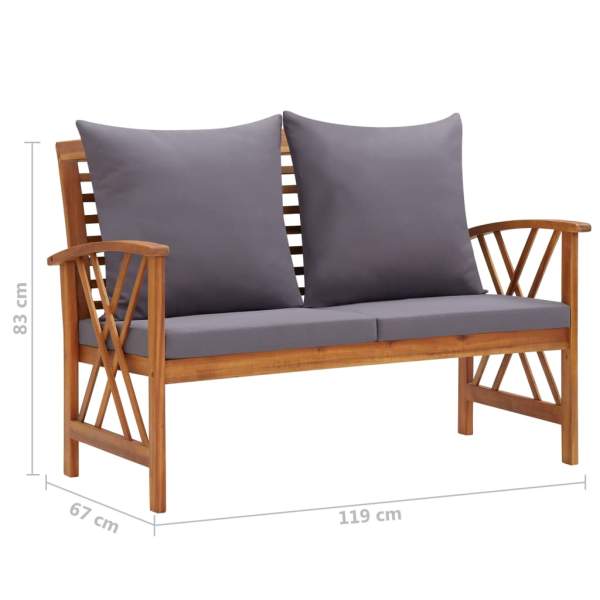  4-tlg. Garten-Lounge-Set mit Auflagen Massivholz Akazie