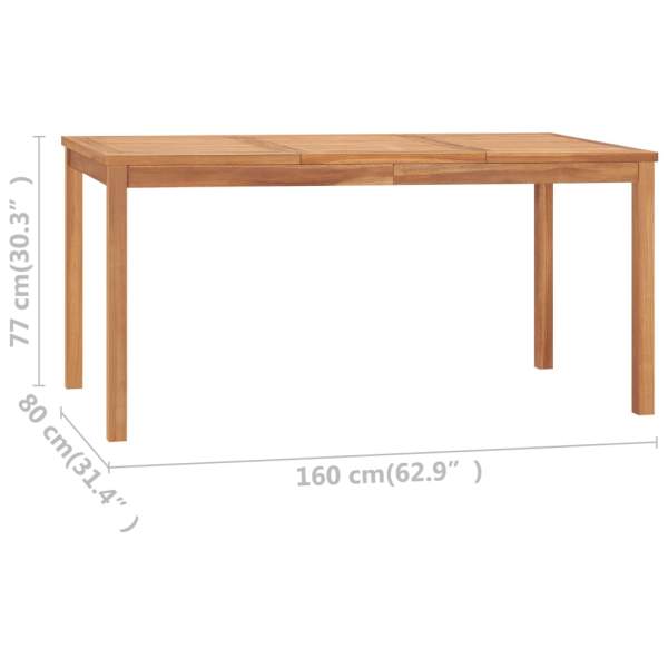  Garten-Esstisch 160x80x77 cm Massivholz Teak