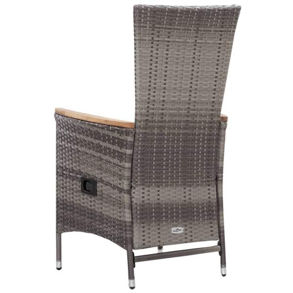  3-tlg. Garten-Lounge-Set mit Kissen Poly Rattan Grau