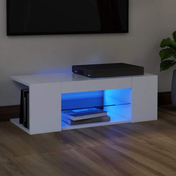 TV-Schrank mit LED-Leuchten Weiß 90x39x30 cm 