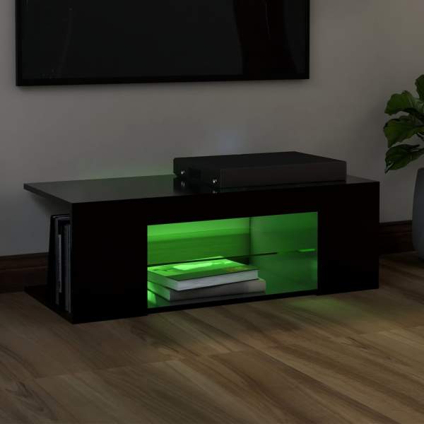  TV-Schrank mit LED-Leuchten Schwarz 90x39x30cm