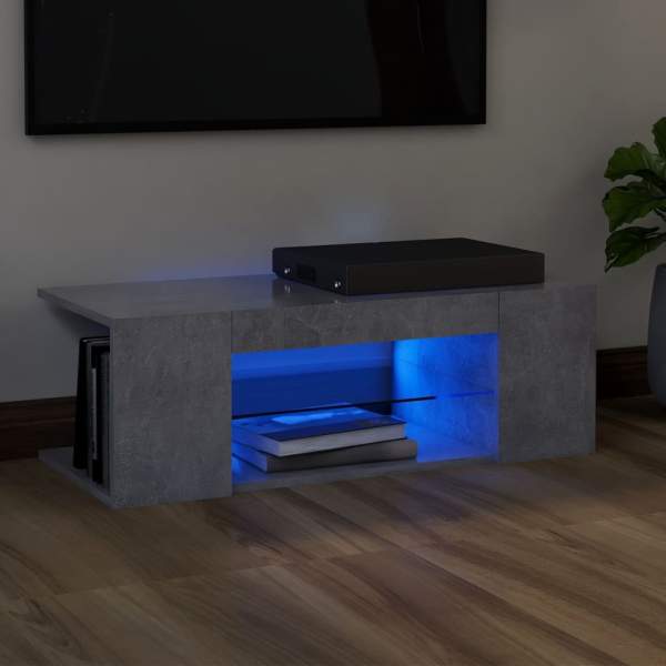 TV-Schrank mit LED-Leuchten Betongrau 90x39x30 cm
