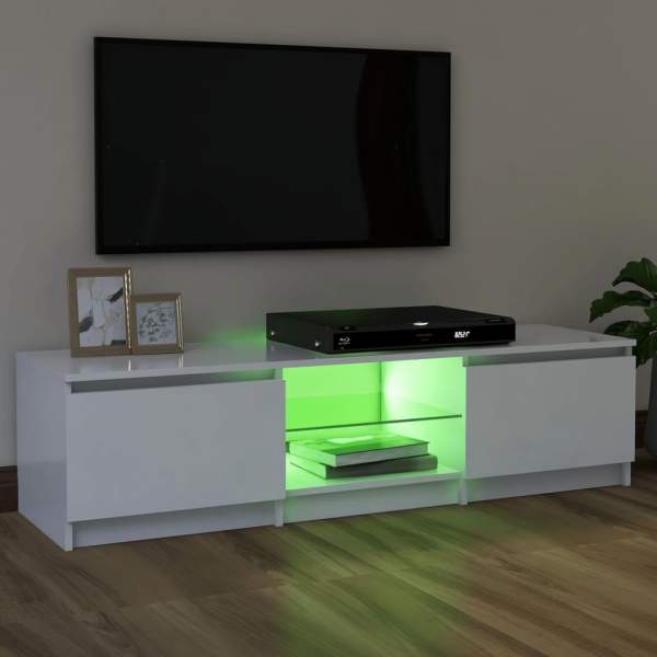 TV-Schrank mit LED-Leuchten Weiß 120x30x35,5 cm