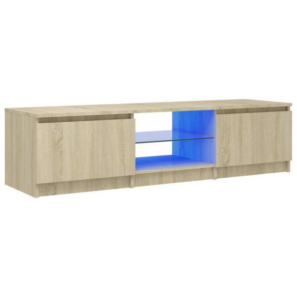 TV-Schrank mit LED-Leuchten Sonoma-Eiche 140x40x35,5 cm