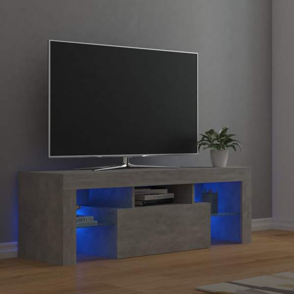  TV-Schrank mit LED-Beleuchtung Betongrau 120x35x40 cm