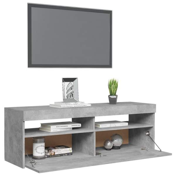  TV-Schrank mit LED-Beleuchtung Betongrau 120x35x40 cm