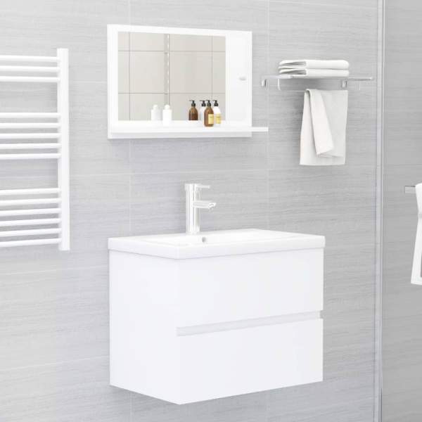  Badspiegel Weiß 60x10,5x37 cm Holzwerkstoff