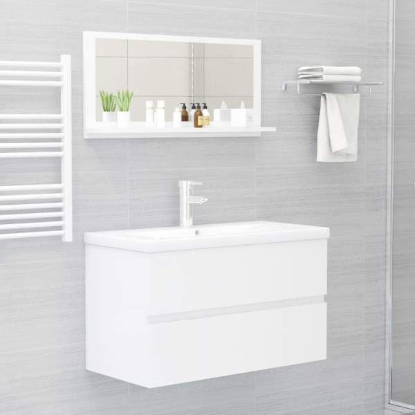  Badspiegel Hochglanz-Weiß 80x10,5x37 cm Holzwerkstoff