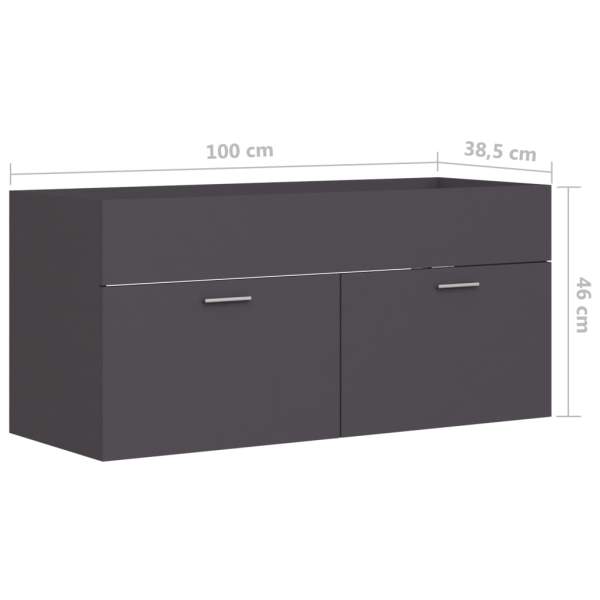  Waschbeckenunterschrank Grau 100x38,5x46 cm Holzwerkstoff