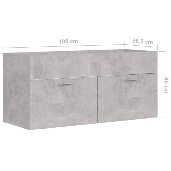  Waschbeckenunterschrank Betongrau 100x38,5x46 cm Holzwerkstoff