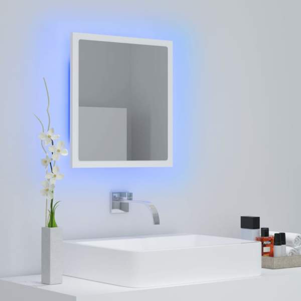  LED-Badspiegel Weiß 40x8,5x37 cm Acryl