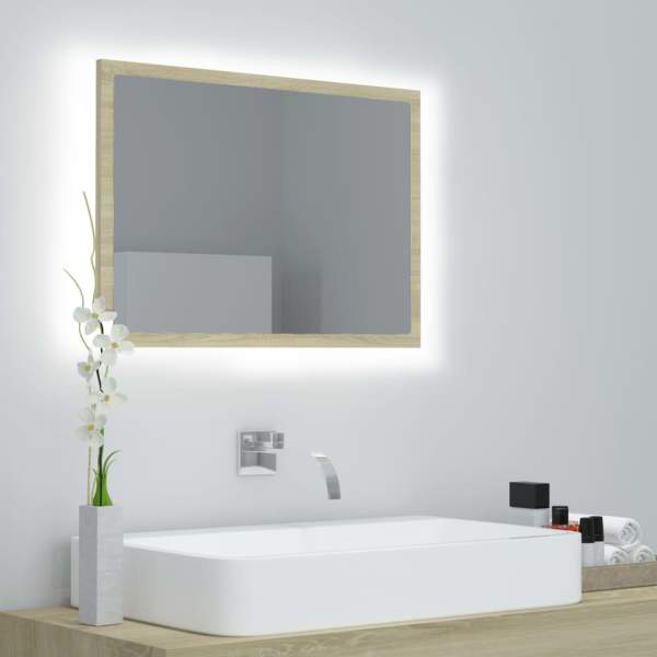 LED-Badspiegel Sonoma-Eiche 60x8,5x37 cm Acryl LED-Badspiegel Sonoma-Eiche 60x8,5x37 cm Acryl