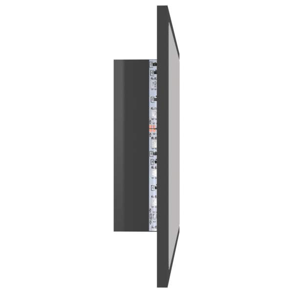  LED-Badspiegel Hochglanz-Grau 60x8,5x37 cm Acryl