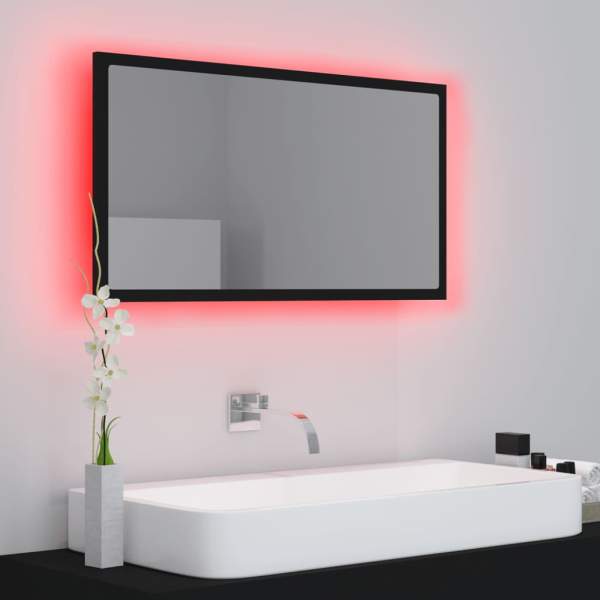  LED-Badspiegel Schwarz 80x8,5x37 cm Acryl