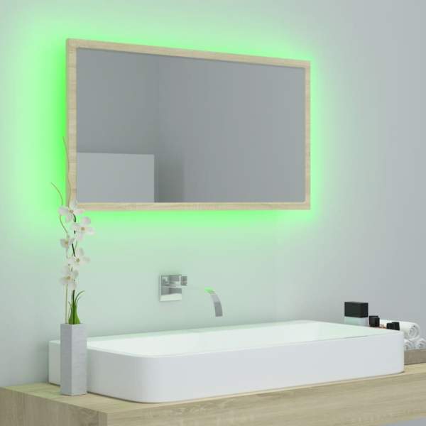  LED-Badspiegel Sonoma-Eiche 80x8,5x37 cm Acryl