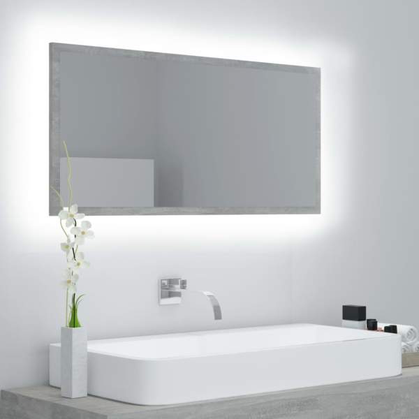 LED-Badspiegel Betongrau 90x8,5x37 cm Acryl LED-Badspiegel Betongrau 90x8,5x37 cm Acryl