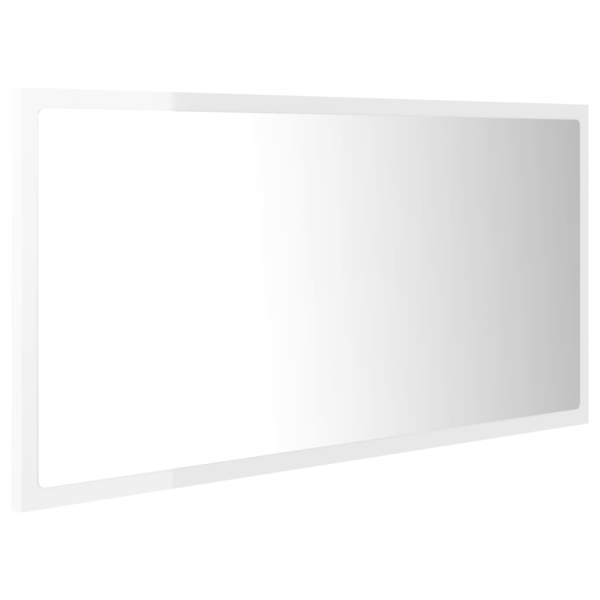  LED-Badspiegel Hochglanz-Weiß 90x8,5x37 cm Acryl