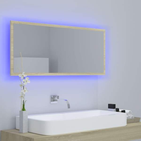  LED-Badspiegel Sonoma-Eiche 100x8,5x37 cm Acryl