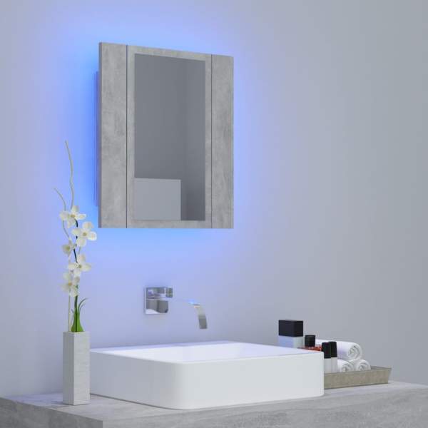  LED-Bad-Spiegelschrank Betongrau 40x12x45 cm Acryl