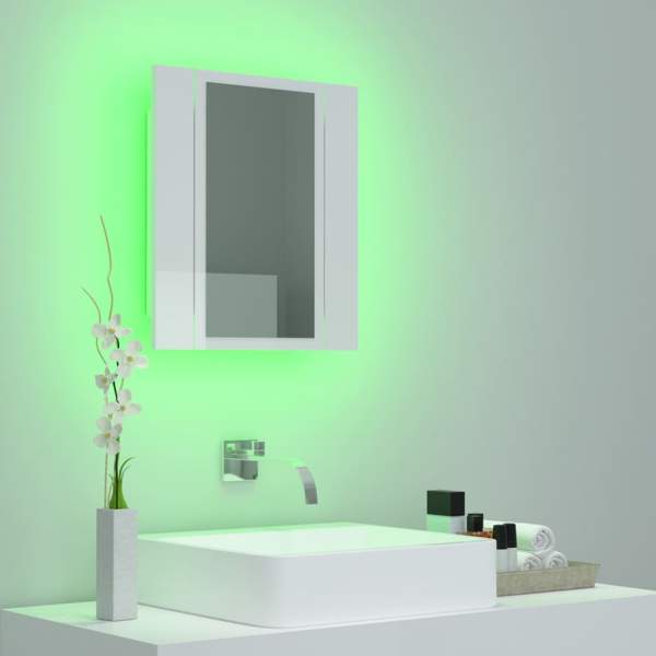 LED-Bad-Spiegelschrank Hochglanz-Weiß 40x12x45 cm Acryl