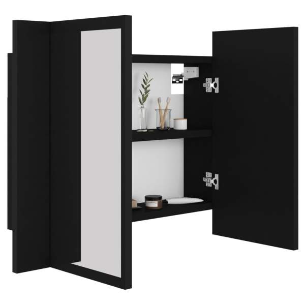  LED-Bad-Spiegelschrank Schwarz 60x12x45 cm Acryl