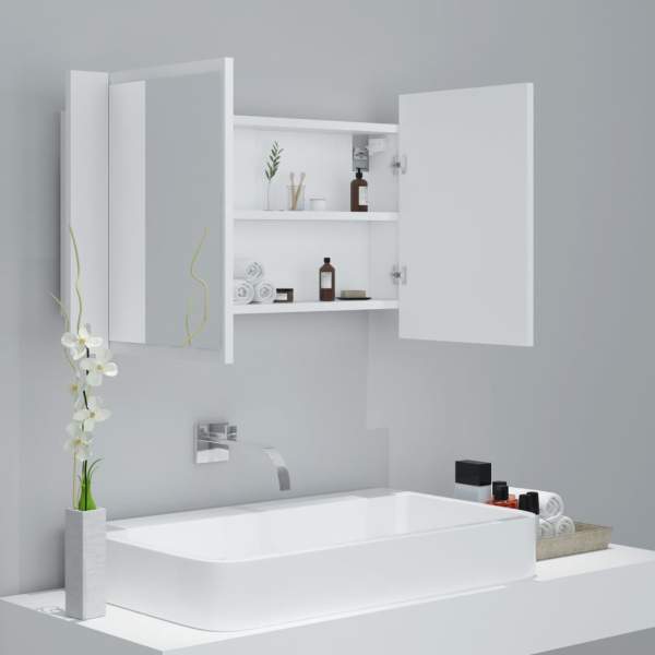  LED-Bad-Spiegelschrank Weiß 80x12x45 cm Acryl