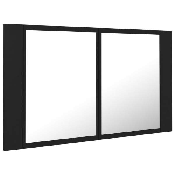  LED-Bad-Spiegelschrank Schwarz 80x12x45 cm Acryl