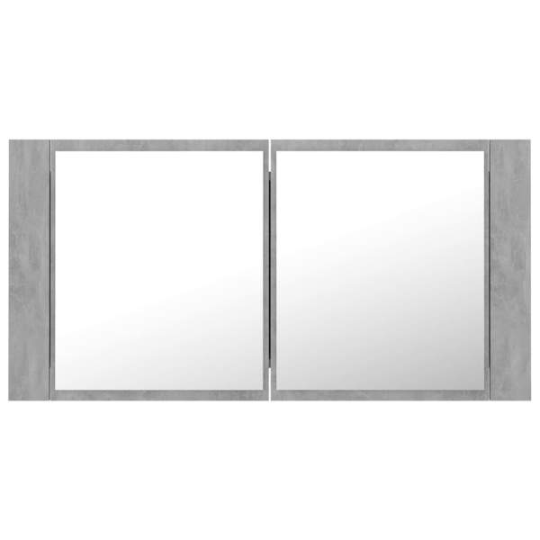 LED-Bad-Spiegelschrank Betongrau 90x12x45 cm Acryl