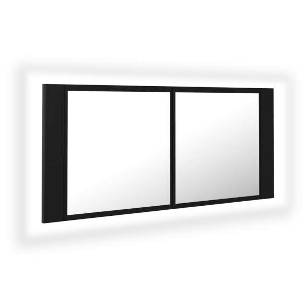  LED-Bad-Spiegelschrank Schwarz 100x12x45 cm Acryl