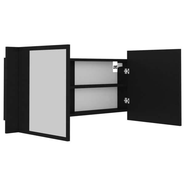  LED-Bad-Spiegelschrank Schwarz 100x12x45 cm Acryl