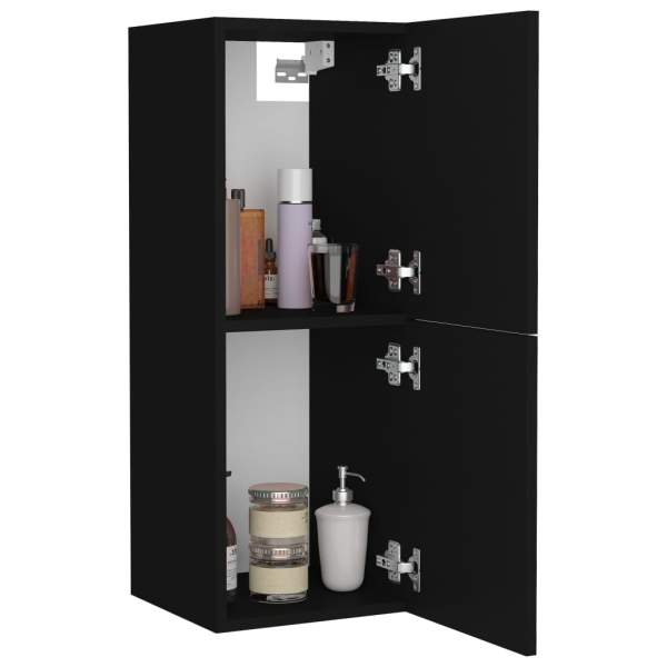  Badezimmerschrank Schwarz 30x30x80 cm Holzwerkstoff