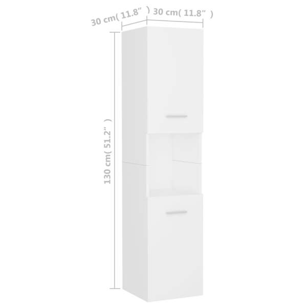  Badezimmerschrank Weiß 30x30x130 cm Holzwerkstoff