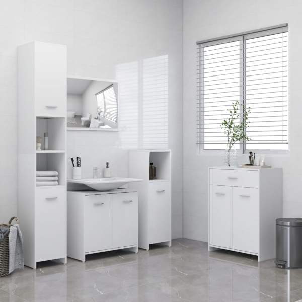  Badezimmerschrank Weiß 60x33x80 cm Holzwerkstoff