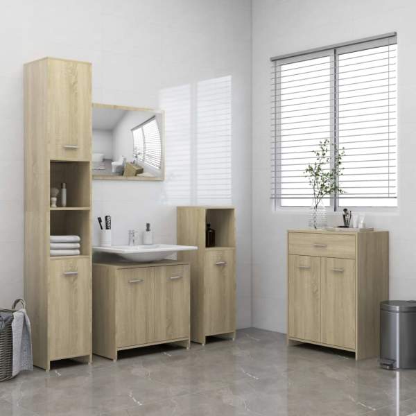  Badezimmerschrank Sonoma-Eiche 60x33x80 cm Holzwerkstoff