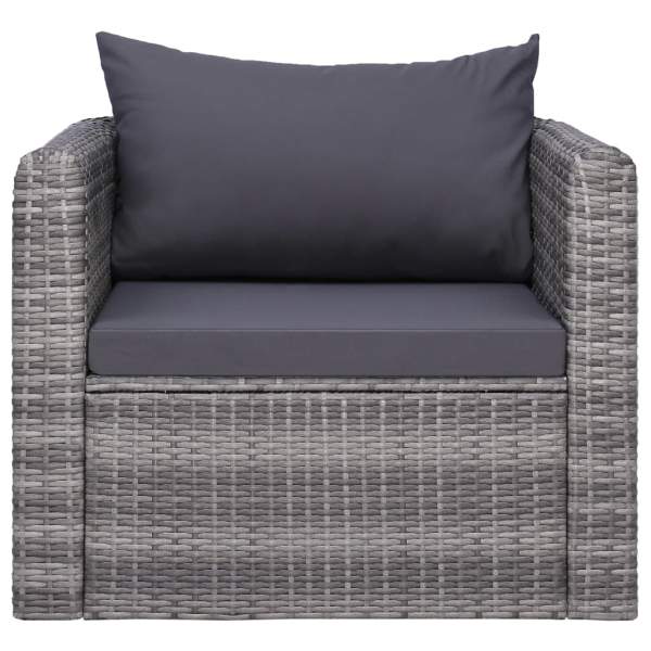  9-tlg. Garten-Lounge-Set mit Kissen Poly Rattan Grau